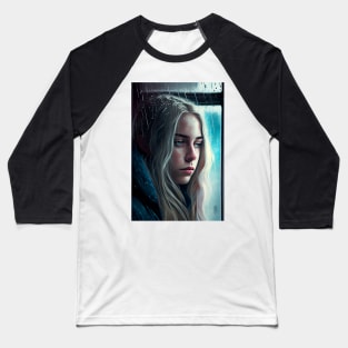 Sad Blonde Girl Against A Window Baseball T-Shirt